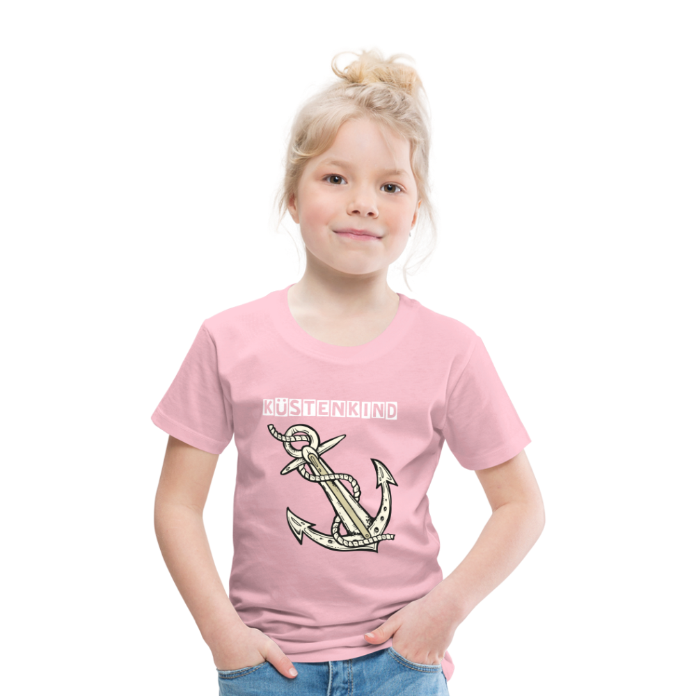 Kinder Premium T-Shirt - Anker Küstenkind Spruch maritim - Hellrosa