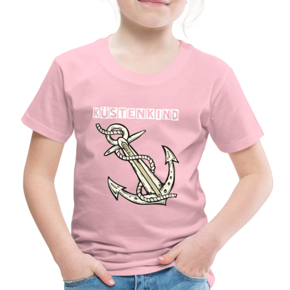 Kinder Premium T-Shirt - Anker Küstenkind Spruch maritim - Hellrosa