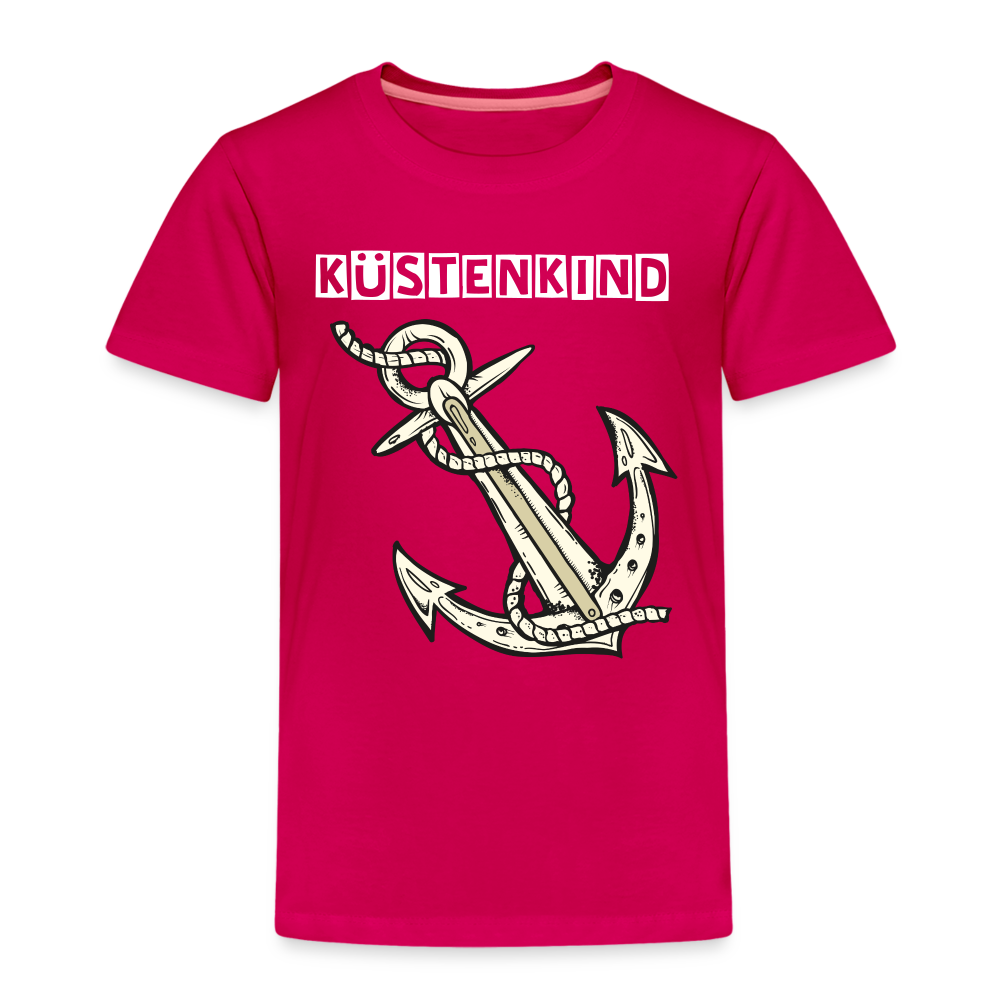 Kinder Premium T-Shirt - Anker Küstenkind Spruch maritim - dunkles Pink