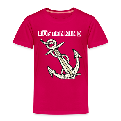 Kinder Premium T-Shirt - Anker Küstenkind Spruch maritim - dunkles Pink