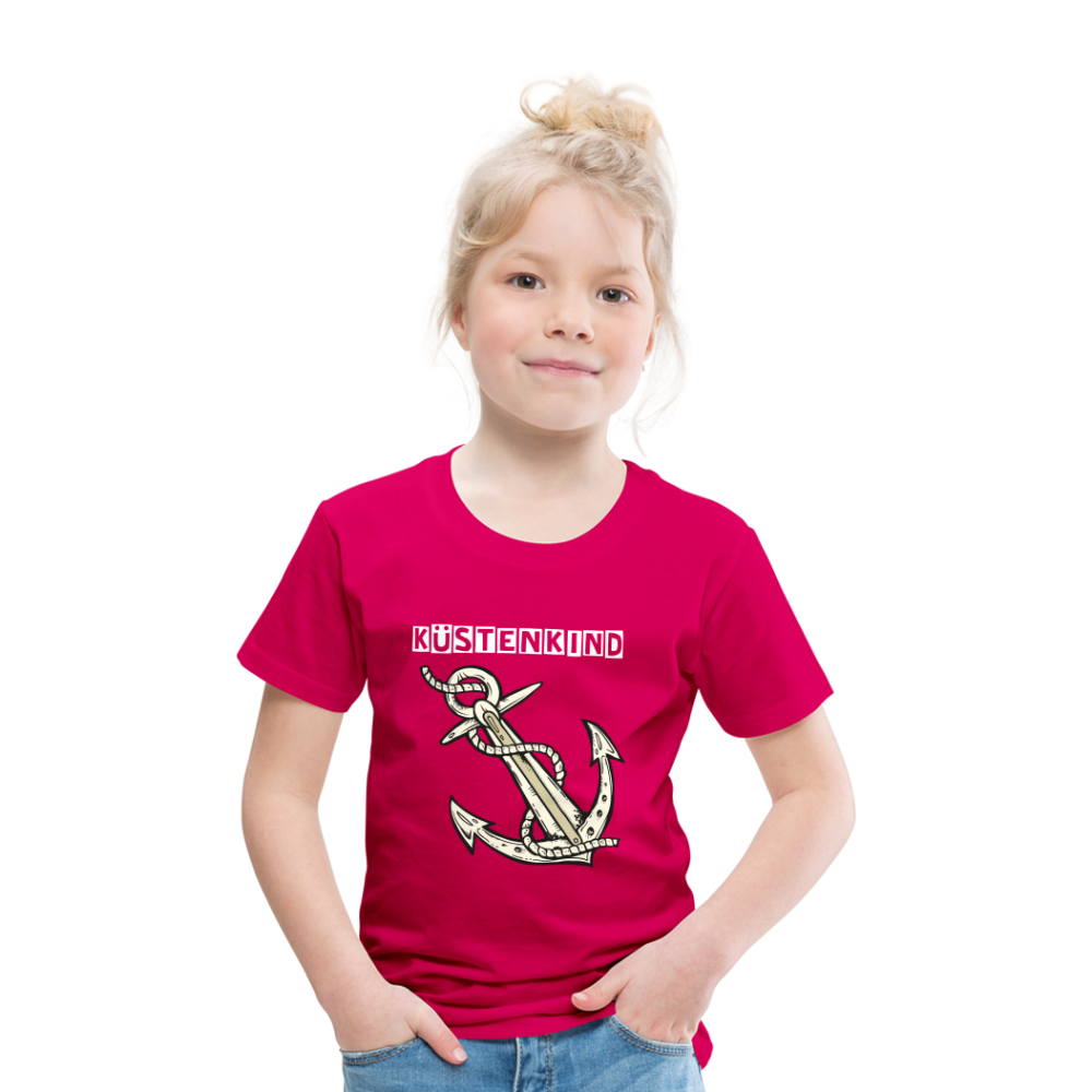 Kinder Premium T-Shirt - Anker Küstenkind Spruch maritim - dunkles Pink