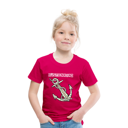 Kinder Premium T-Shirt - Anker Küstenkind Spruch maritim - dunkles Pink