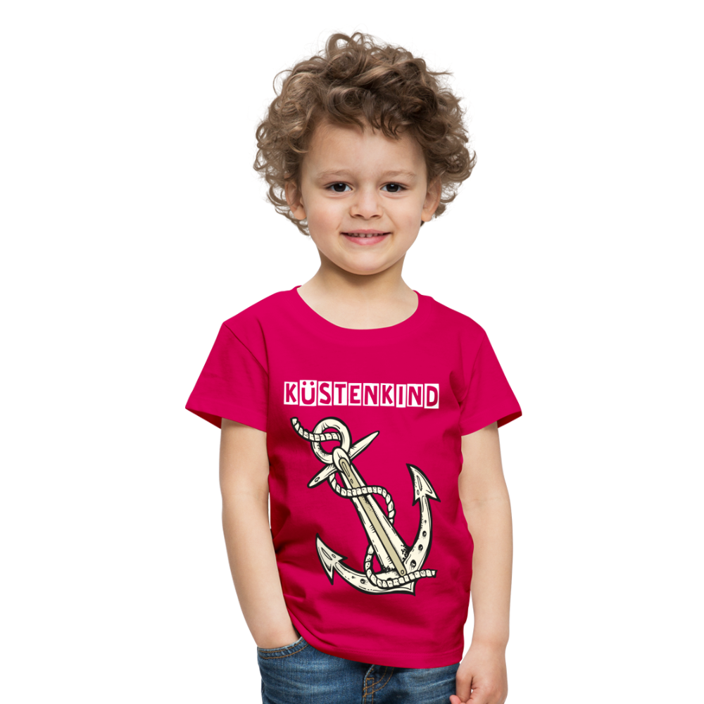 Kinder Premium T-Shirt - Anker Küstenkind Spruch maritim - dunkles Pink