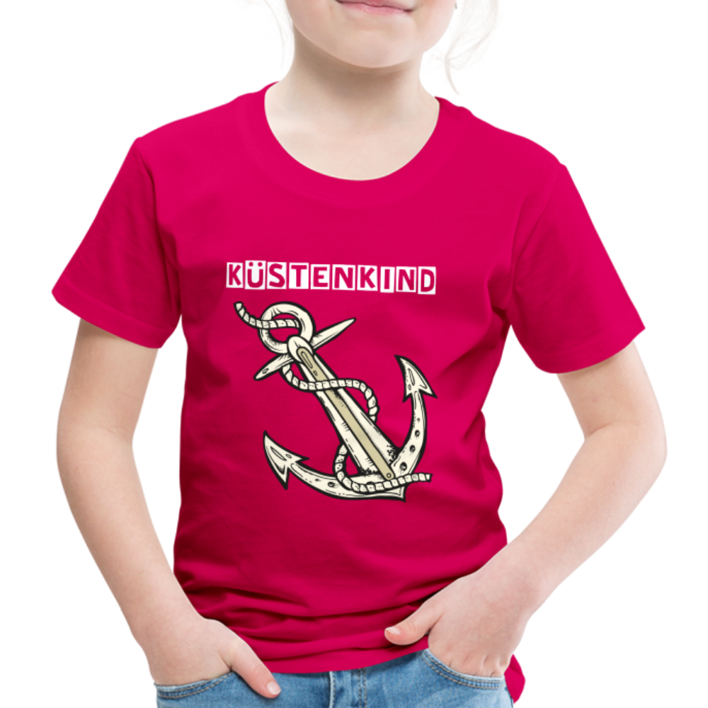 Kinder Premium T-Shirt - Anker Küstenkind Spruch maritim - dunkles Pink