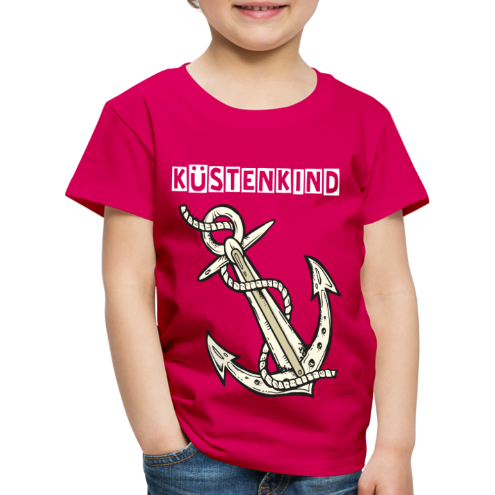 Kinder Premium T-Shirt - Anker Küstenkind Spruch maritim - dunkles Pink