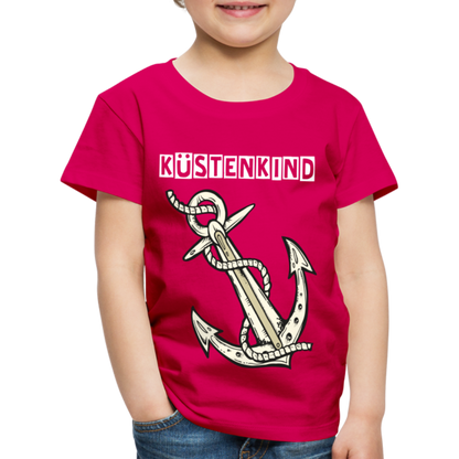 Kinder Premium T-Shirt - Anker Küstenkind Spruch maritim - dunkles Pink