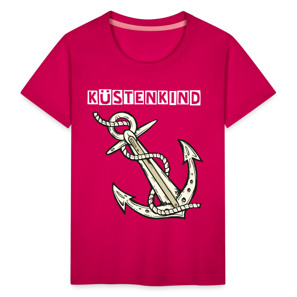 Kinder Premium T-Shirt - Anker Küstenkind Spruch maritim - dunkles Pink