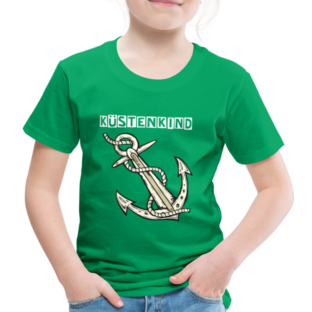 Kinder Premium T-Shirt - Anker Küstenkind Spruch maritim - Kelly Green