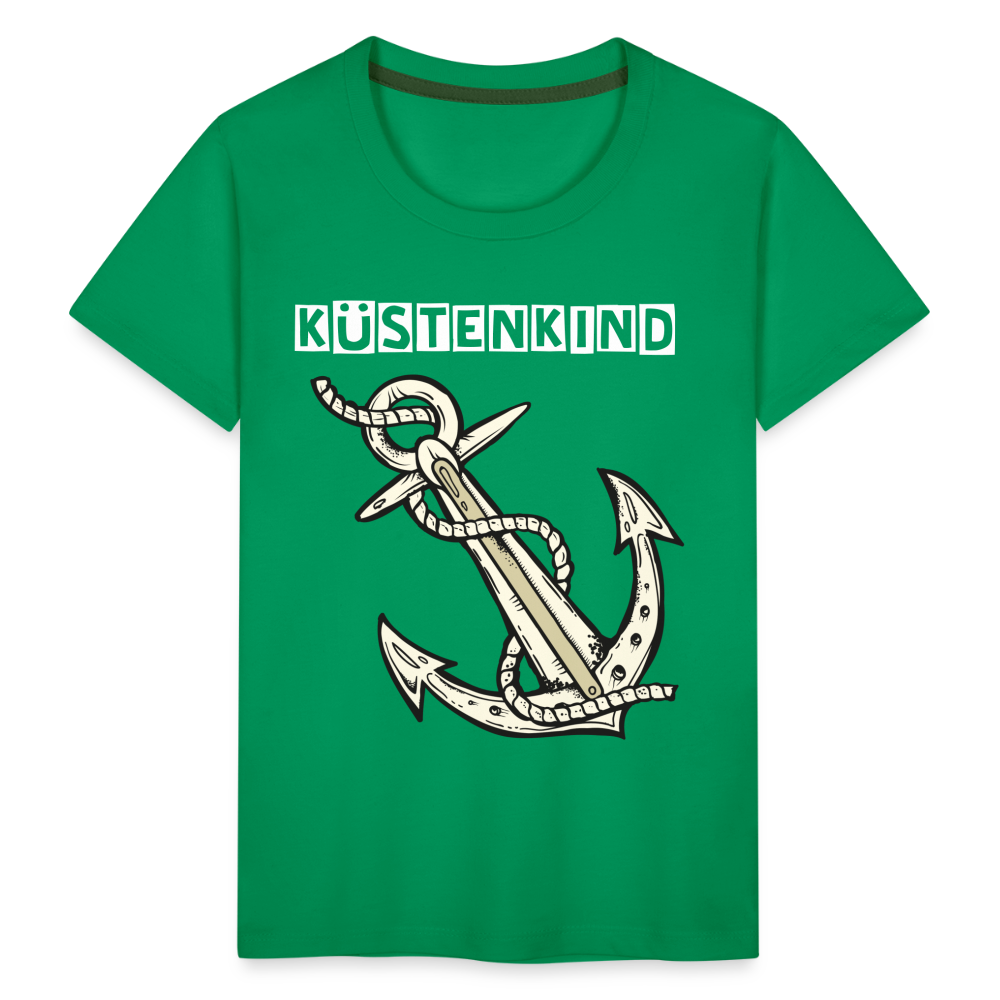 Kinder Premium T-Shirt - Anker Küstenkind Spruch maritim - Kelly Green