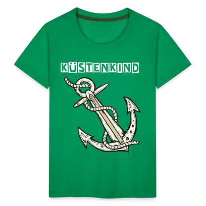 Kinder Premium T-Shirt - Anker Küstenkind Spruch maritim - Kelly Green