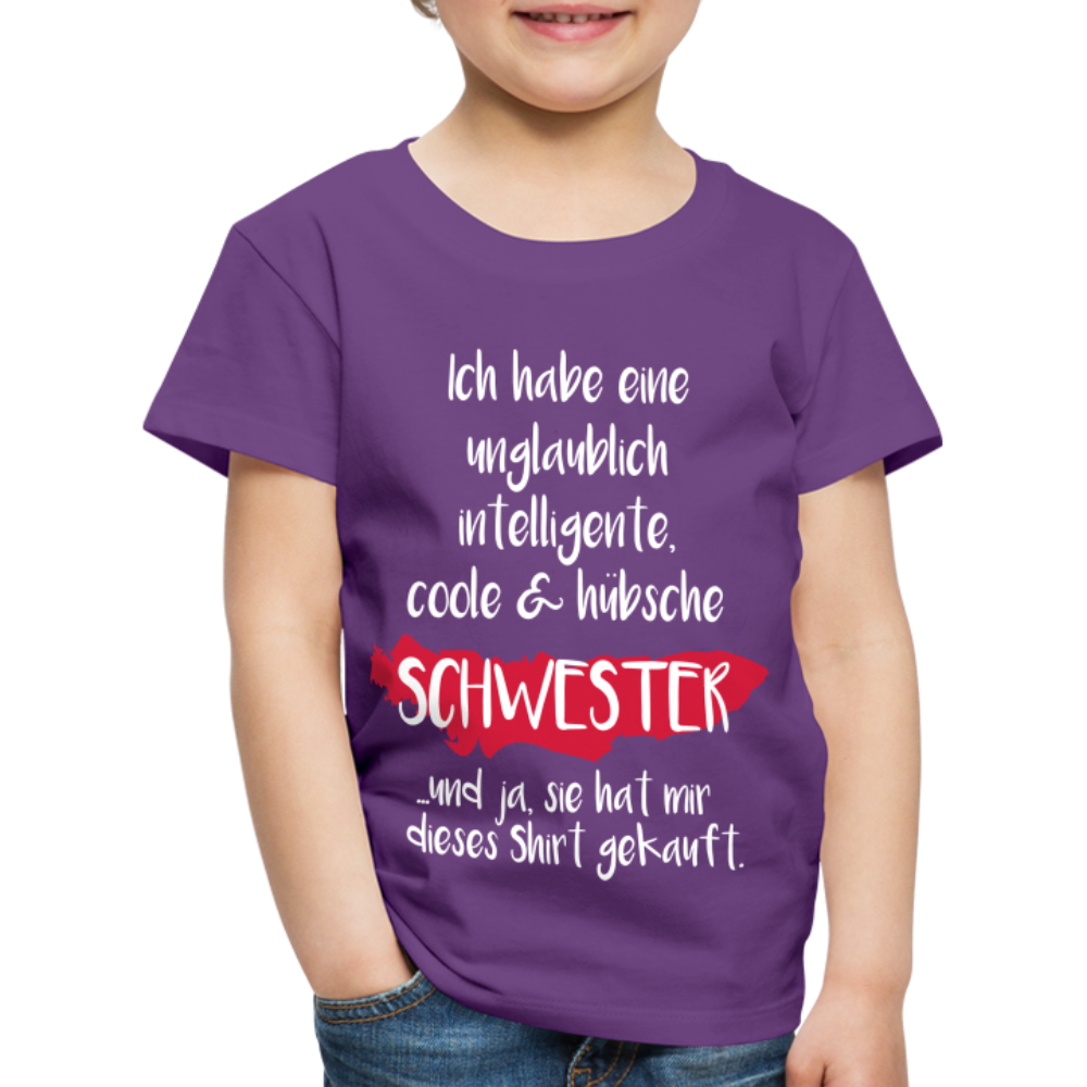 Kinder Premium T-Shirt - Ich habe eine unglaublich intelligente coole & hübsche Schwester.. Und ja sie hat mir dieses Shirt gekauft Spruch - Lila