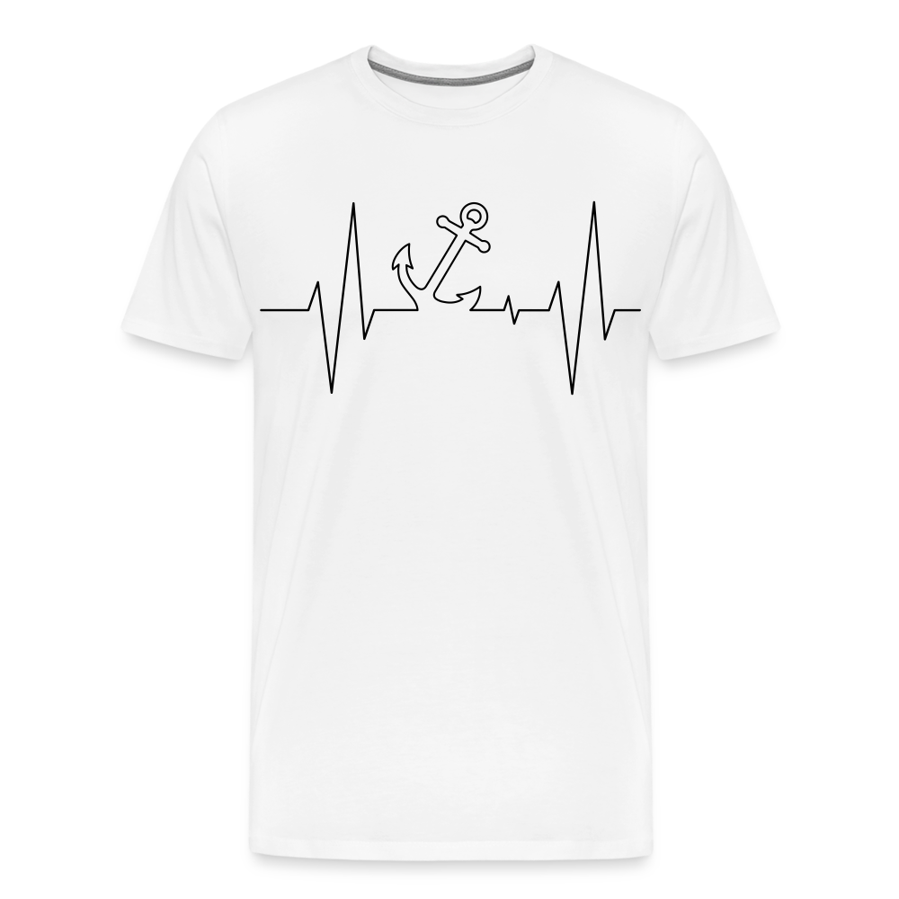 Männer Premium T-Shirt - Anker Herzschlag Maritim Design - weiß