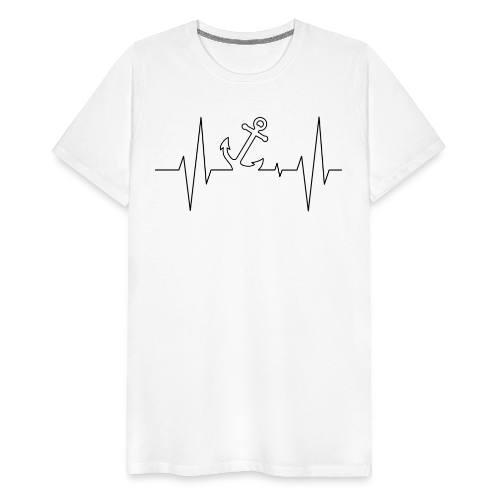 Männer Premium T-Shirt - Anker Herzschlag Maritim Design - weiß