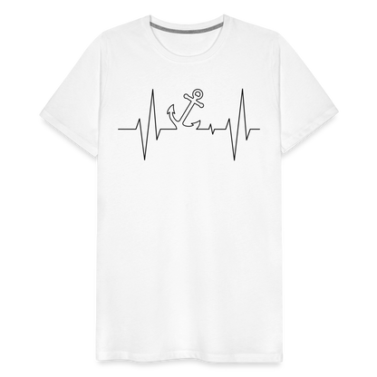 Männer Premium T-Shirt - Anker Herzschlag Maritim Design - weiß