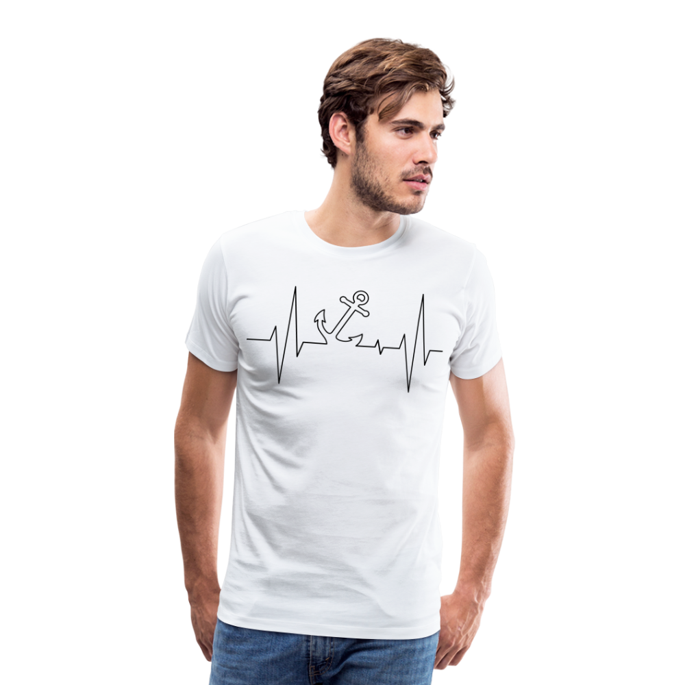 Männer Premium T-Shirt - Anker Herzschlag Maritim Design - weiß