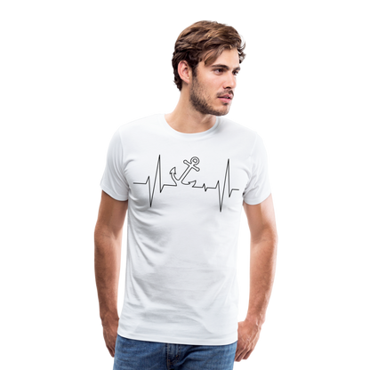 Männer Premium T-Shirt - Anker Herzschlag Maritim Design - weiß