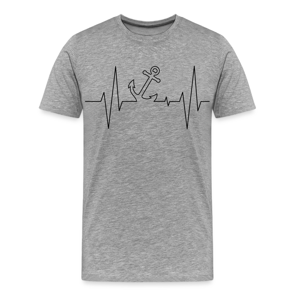 Männer Premium T-Shirt - Anker Herzschlag Maritim Design - Grau meliert