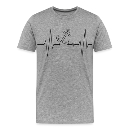 Männer Premium T-Shirt - Anker Herzschlag Maritim Design - Grau meliert