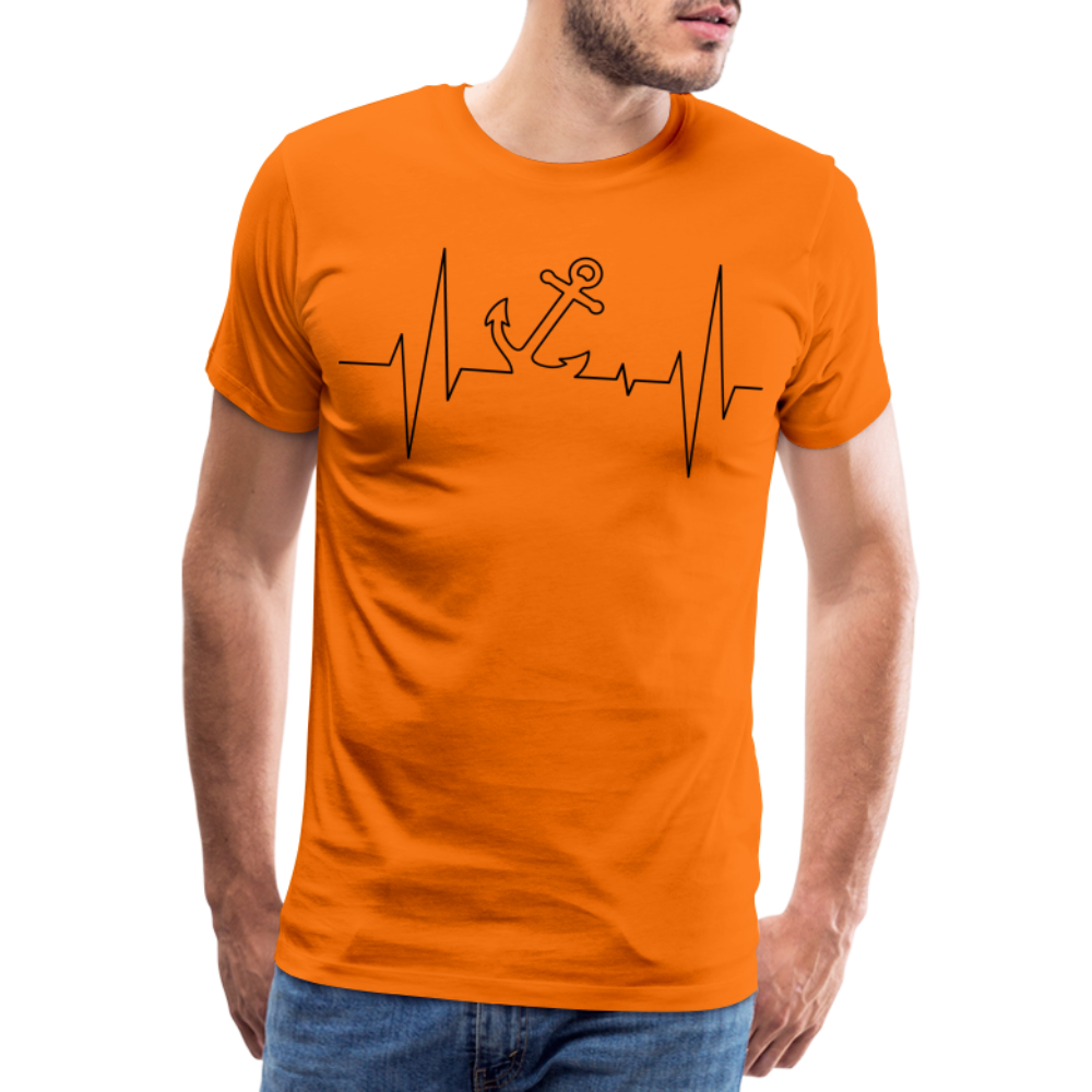 Männer Premium T-Shirt - Anker Herzschlag Maritim Design - Orange