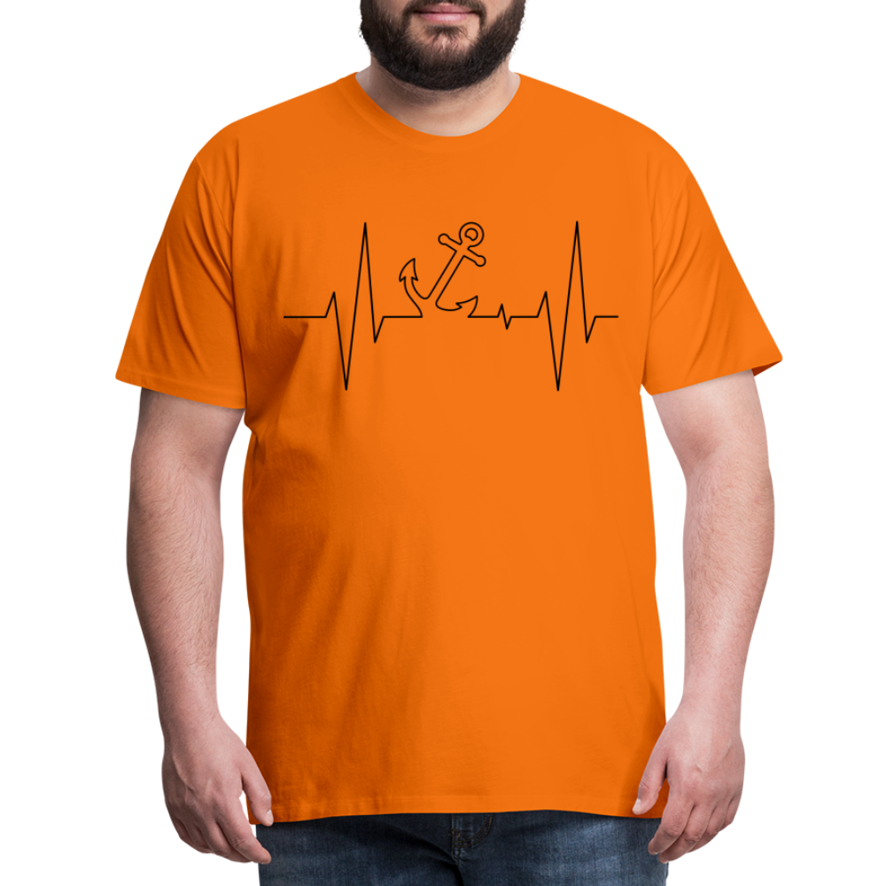 Männer Premium T-Shirt - Anker Herzschlag Maritim Design - Orange