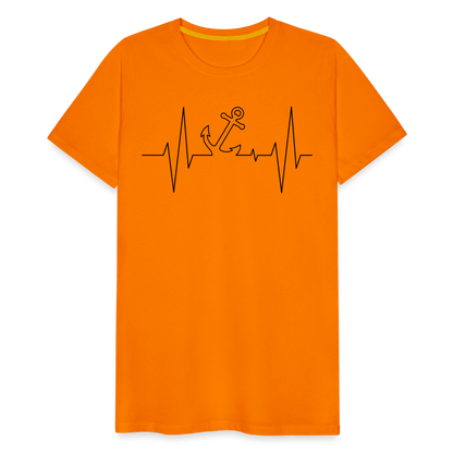 Männer Premium T-Shirt - Anker Herzschlag Maritim Design - Orange