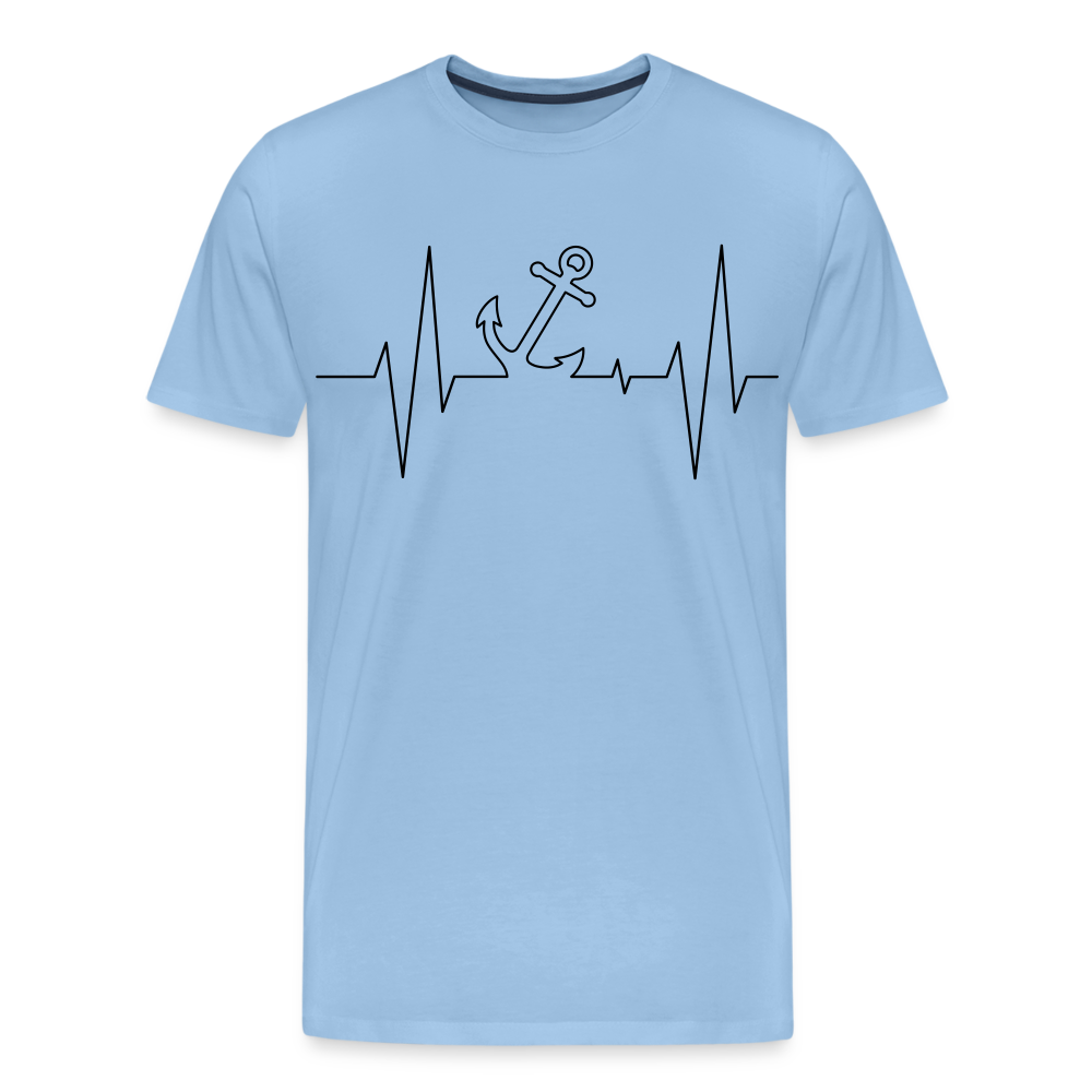 Männer Premium T-Shirt - Anker Herzschlag Maritim Design - Sky