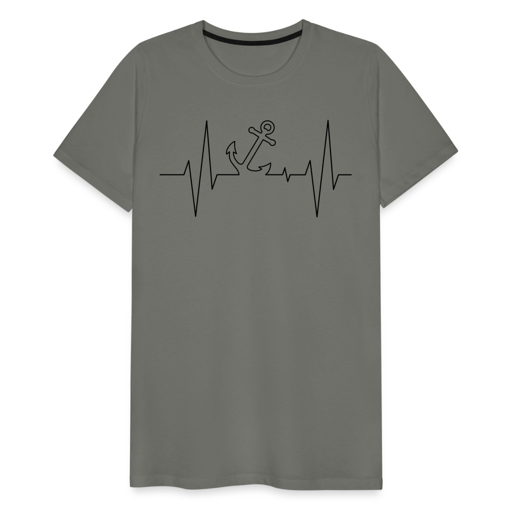 Männer Premium T-Shirt - Anker Herzschlag Maritim Design - Asphalt