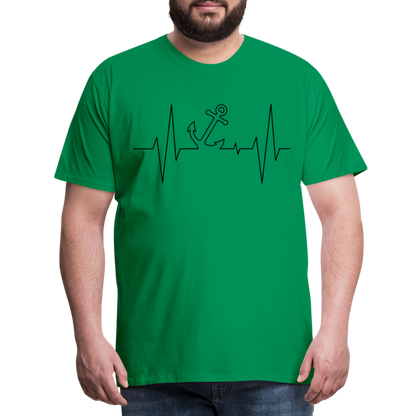 Männer Premium T-Shirt - Anker Herzschlag Maritim Design - Kelly Green