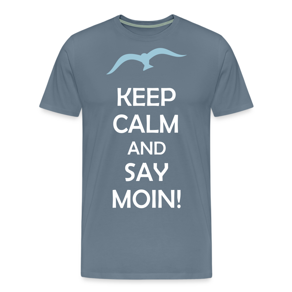 Männer Premium T-Shirt - Keep Calm and Say MOIN Maritim Design - Blaugrau