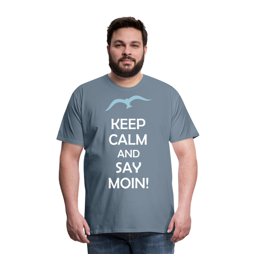 Männer Premium T-Shirt - Keep Calm and Say MOIN Maritim Design - Blaugrau