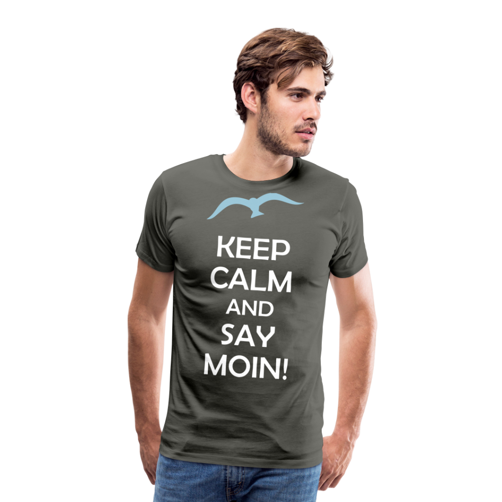 Männer Premium T-Shirt - Keep Calm and Say MOIN Maritim Design - Asphalt