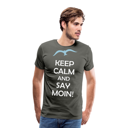 Männer Premium T-Shirt - Keep Calm and Say MOIN Maritim Design - Asphalt