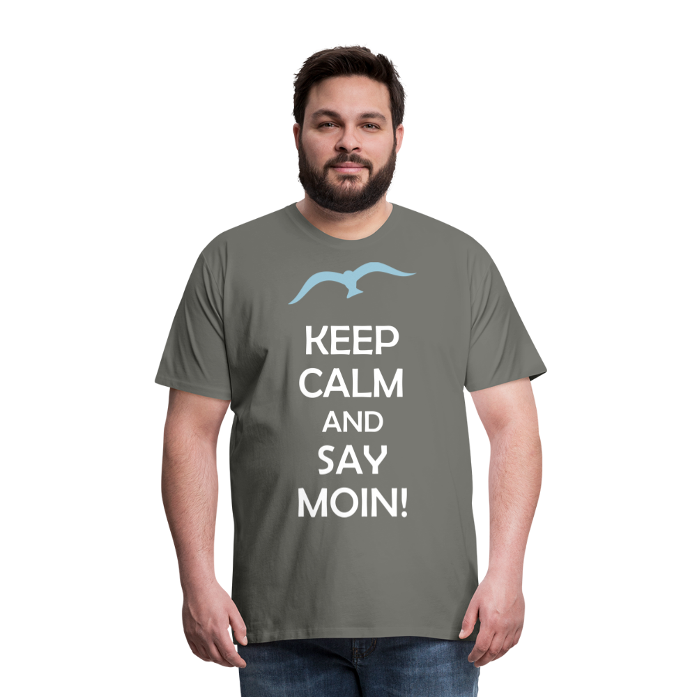 Männer Premium T-Shirt - Keep Calm and Say MOIN Maritim Design - Asphalt