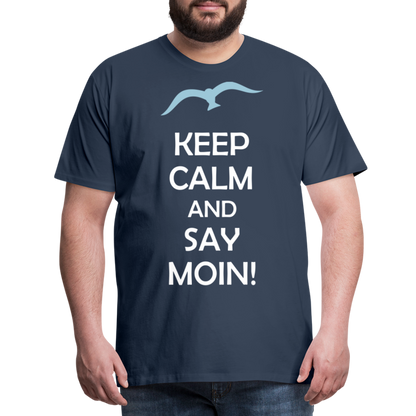 Männer Premium T-Shirt - Keep Calm and Say MOIN Maritim Design - Navy