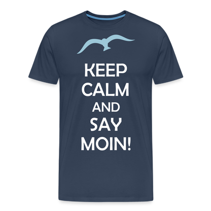 Männer Premium T-Shirt - Keep Calm and Say MOIN Maritim Design - Navy