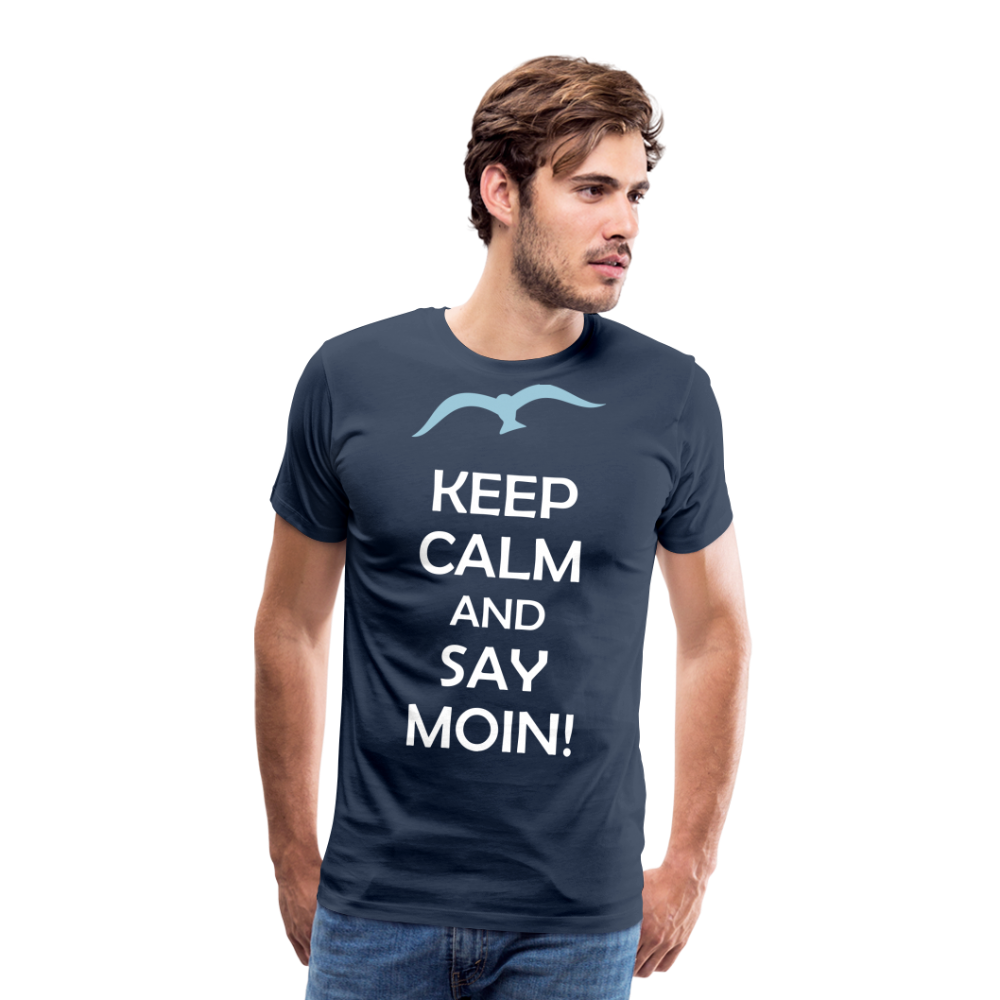 Männer Premium T-Shirt - Keep Calm and Say MOIN Maritim Design - Navy