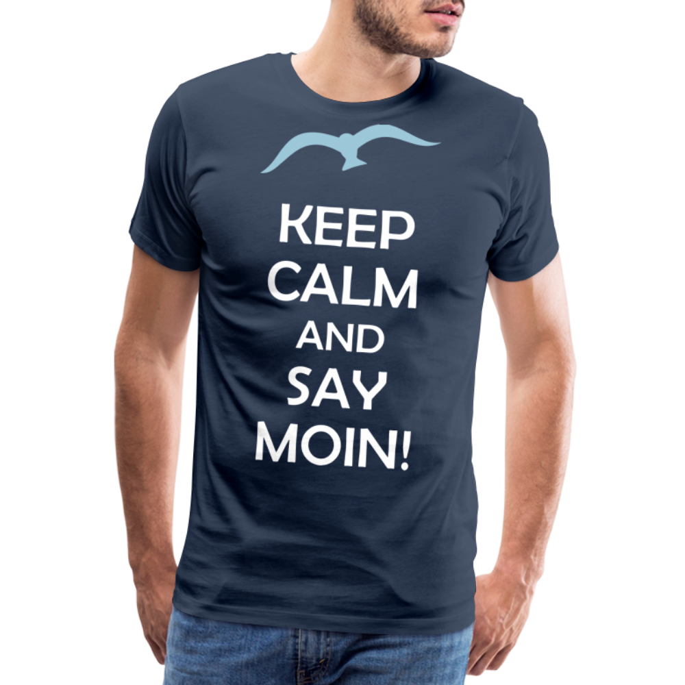 Männer Premium T-Shirt - Keep Calm and Say MOIN Maritim Design - Navy