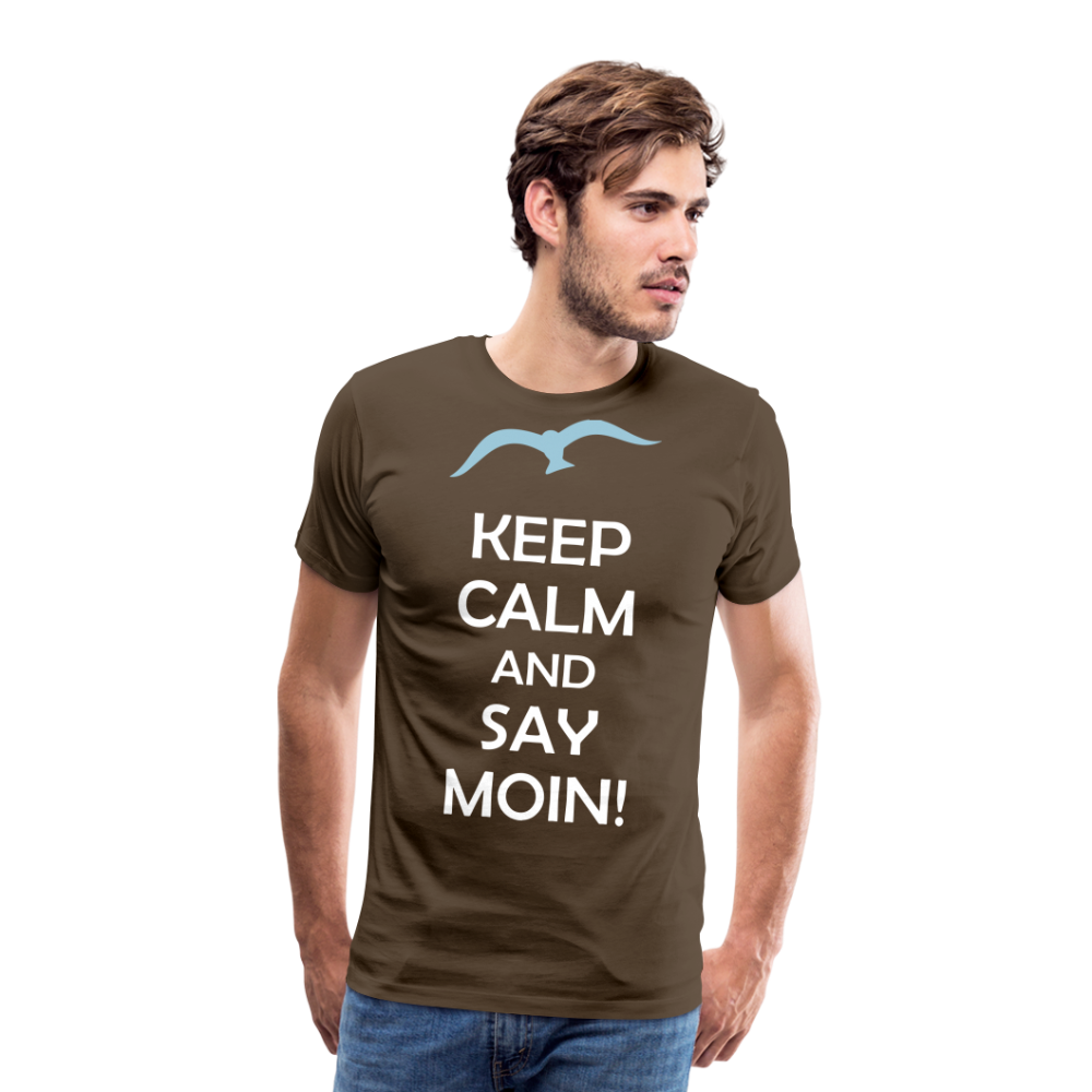 Männer Premium T-Shirt - Keep Calm and Say MOIN Maritim Design - Edelbraun