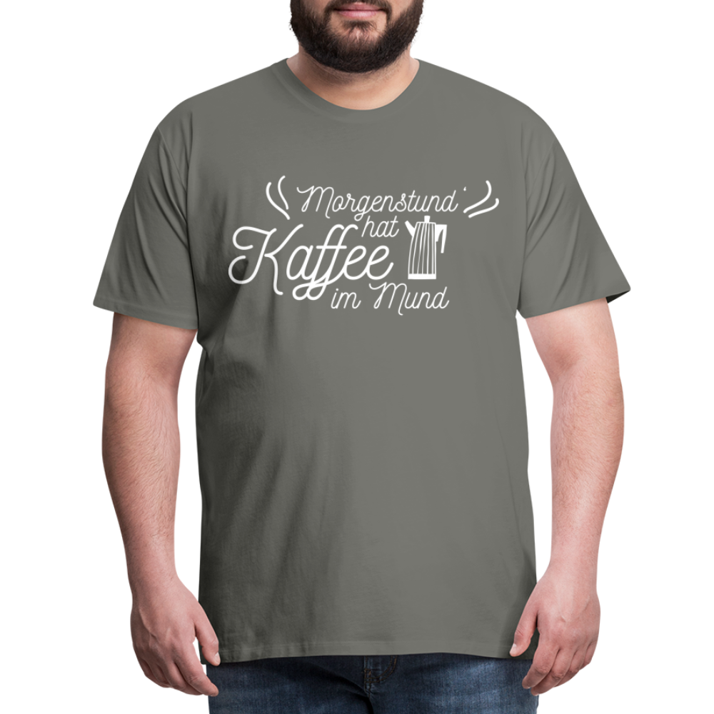 Männer Premium T-Shirt - Morgenstund hat Kaffee im Mund - Asphalt