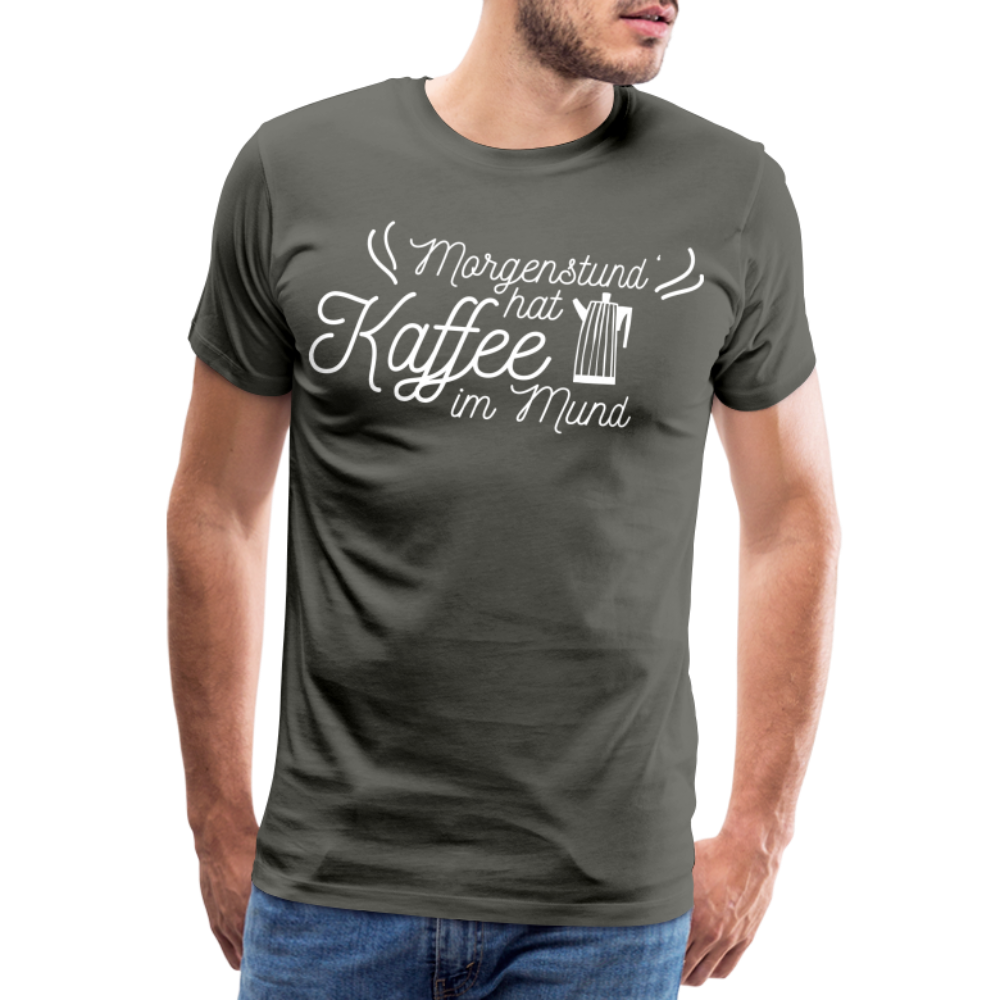 Männer Premium T-Shirt - Morgenstund hat Kaffee im Mund - Asphalt