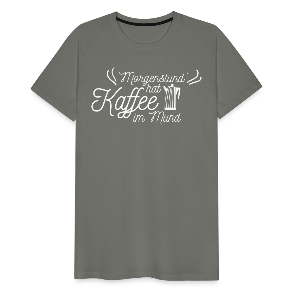 Männer Premium T-Shirt - Morgenstund hat Kaffee im Mund - Asphalt