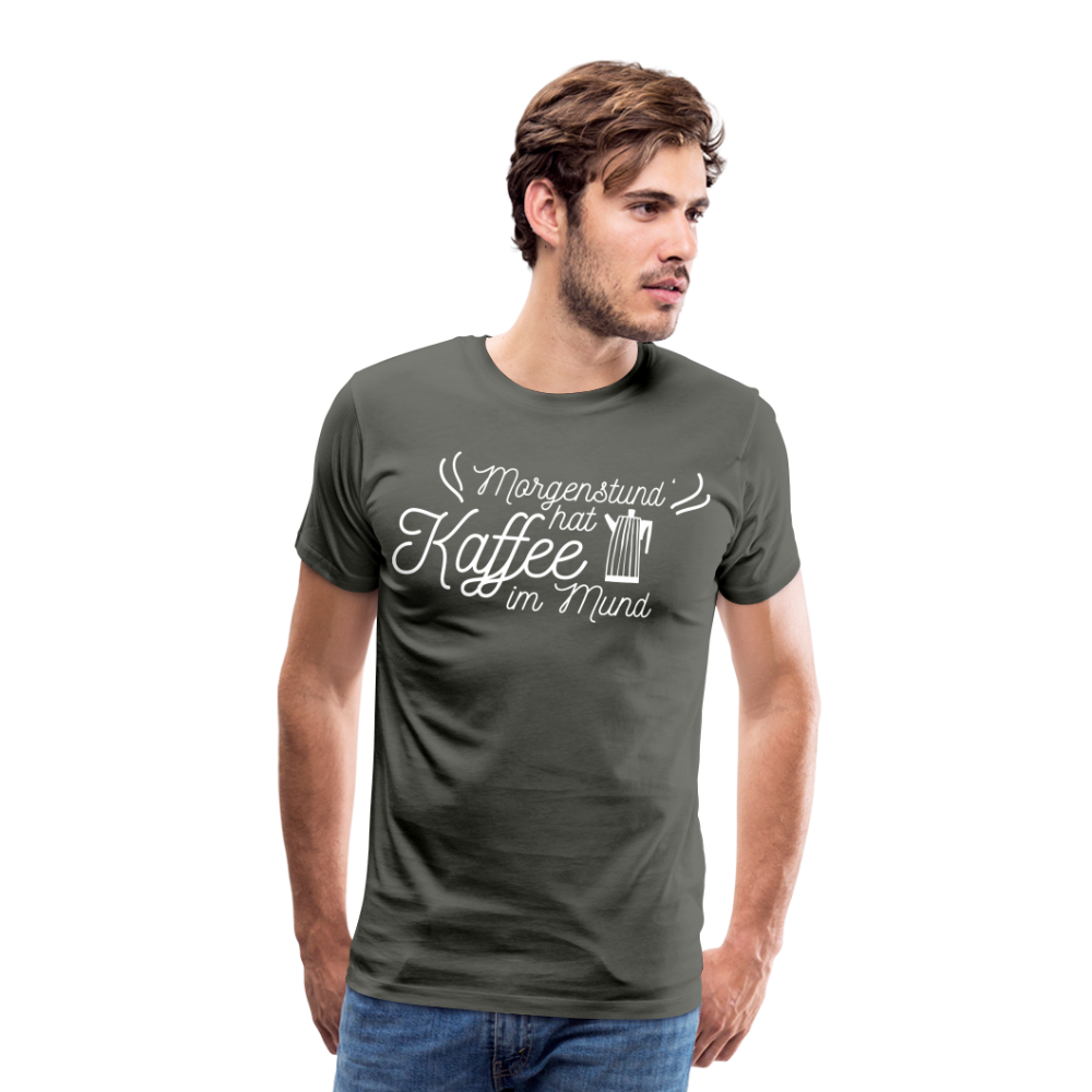 Männer Premium T-Shirt - Morgenstund hat Kaffee im Mund - Asphalt