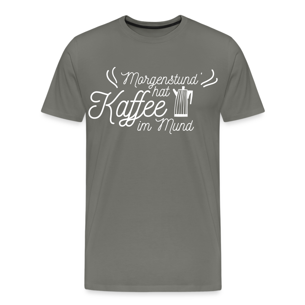 Männer Premium T-Shirt - Morgenstund hat Kaffee im Mund - Asphalt