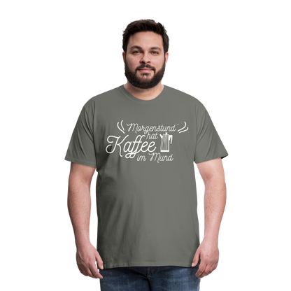 Männer Premium T-Shirt - Morgenstund hat Kaffee im Mund - Asphalt