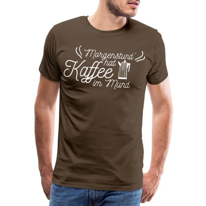 Männer Premium T-Shirt - Morgenstund hat Kaffee im Mund - Edelbraun