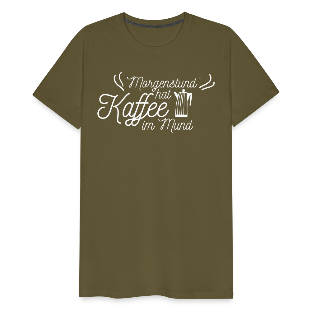 Männer Premium T-Shirt - Morgenstund hat Kaffee im Mund - Khaki