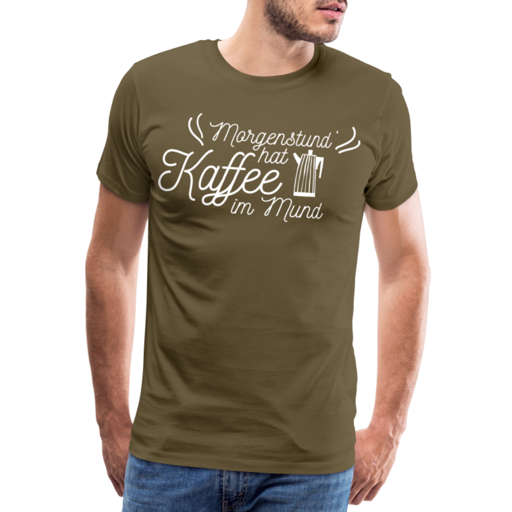 Männer Premium T-Shirt - Morgenstund hat Kaffee im Mund - Khaki