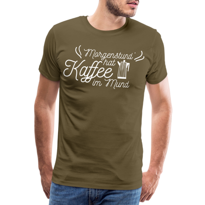 Männer Premium T-Shirt - Morgenstund hat Kaffee im Mund - Khaki