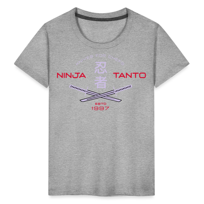 Kinder Premium T-Shirt - Ninja Tanto - Grau meliert