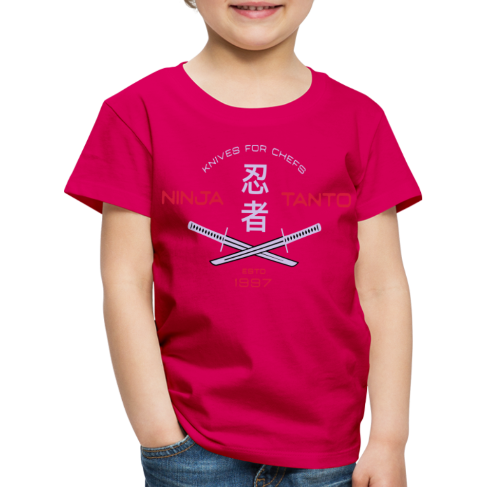 Kinder Premium T-Shirt - Ninja Tanto - dunkles Pink